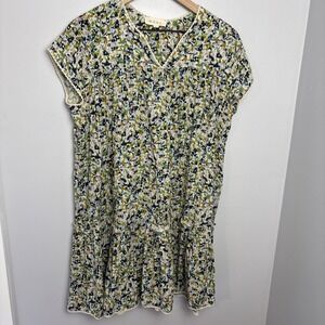 M.A.B.E Erin Mini Sundress Eyelet Trim Tiered‎ Floral Coastal Women's Sz Medium